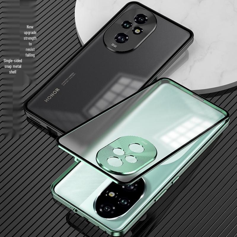 Honor 400pro Metal Frame Phone Case: Snap-Button, Frosted Back, Protective Mirror.