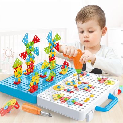 316PCS Kids 3D Drill Screw Nut Puzzles Toys Pretend Play Tool Drill Play House Building Blocks Disassembly Assembly Children Drill Children Toys