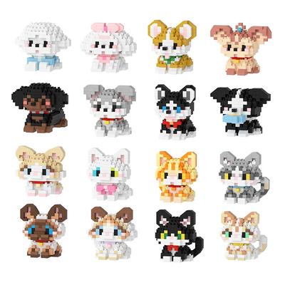 Animal Micro Building Blocks Sets Ocelot Ragdoll Cat Dog 3D Model Husky Collie Mini Figure Brick Toys Schnauzer For Kids Gift