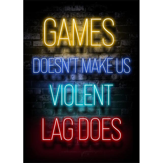 Playroom Poster Decoration Gaming Prints Neon Video Gamer Canvas Painting Wall Art Picture for Kids Boys Game Room Decor Gift No Frame