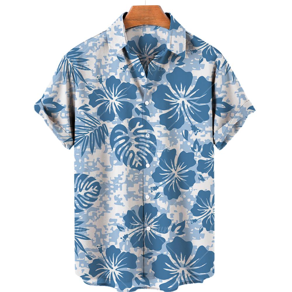 Men s Casual Shirt Plant Printed Summer Clothing Hawaiian Short Sleeved Medieval Vintage Beach Vacation Top S