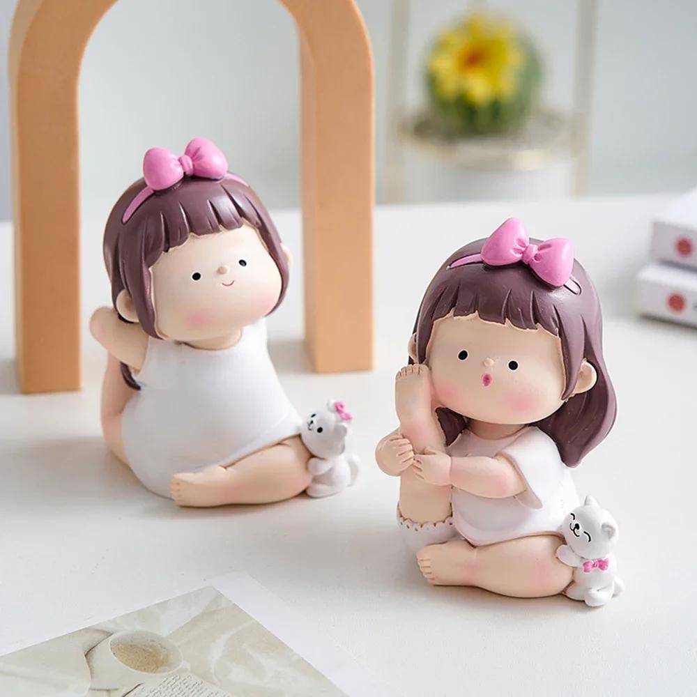 Nordic Home Decoration Cute Creative Yoga Little Girl Ornaments Room Decoration Desk Decor Lovely Accessories Girl Birthday Gift