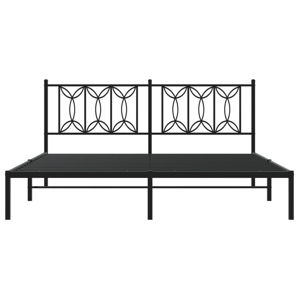 Metal Bed Frame with Headboard Black 183 X 213 Cm