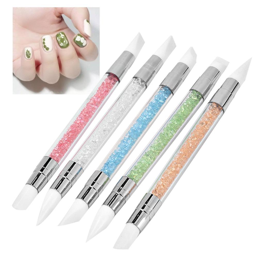 

5PCS Dual Tipped Nail Silicone Pen Hollow Carving Manicure Brush Nail Sculpture Pen Manicure Store