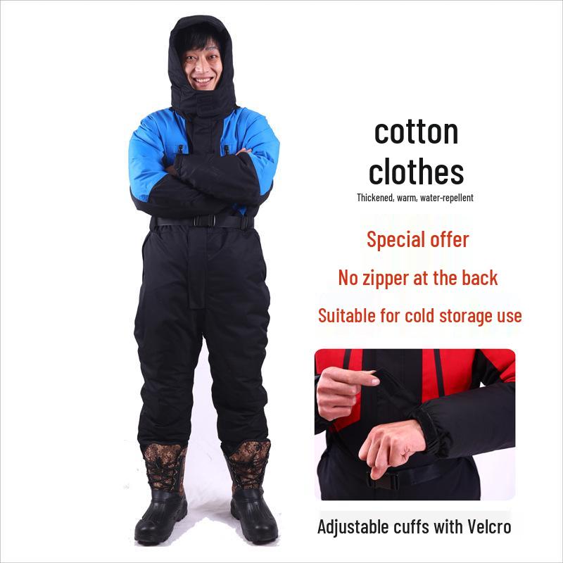 Thickened Waterproof Down Jumpsuit for Winter Fishing and Ice Protection