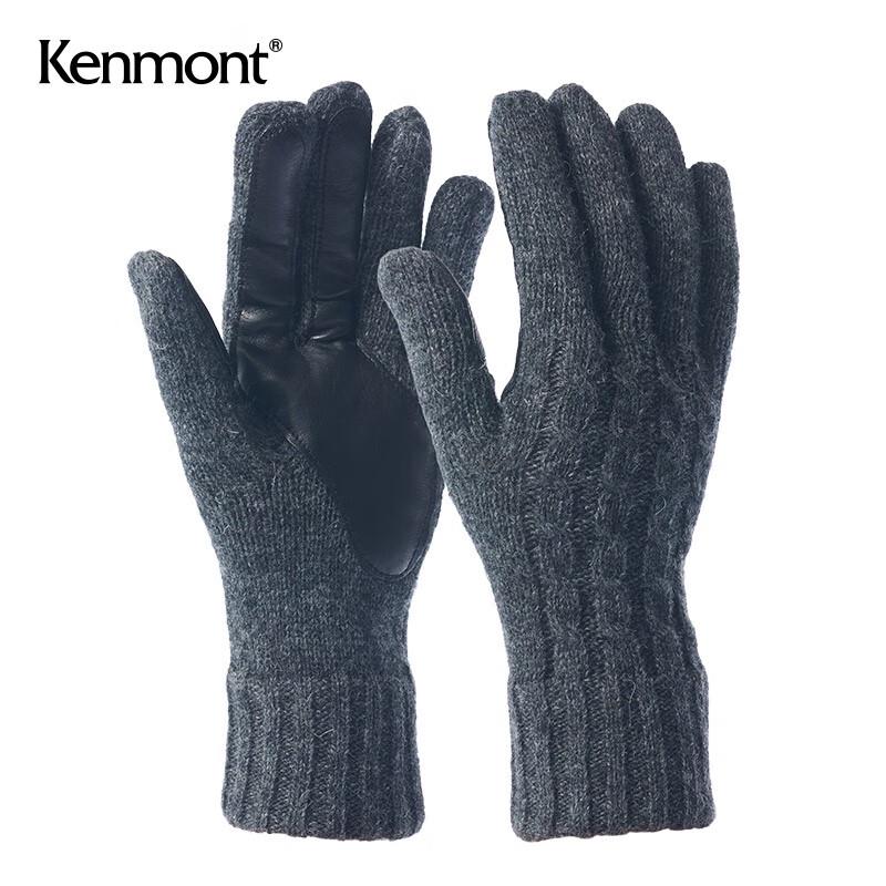 Kenmont Women s Knitted Lambskin Patchwork Warm Gloves One Size