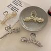 Vintage Metall Perle Rose Blume Greifspange Damen Elegant Pferdeschwanz Zopf Krabbe Haarspange Mode Mädchen Haar Greifer Haaraccessoires