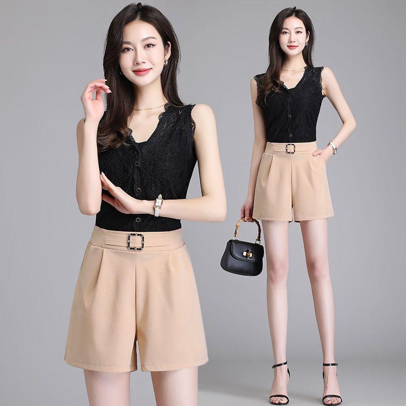 

Новые летние шорты из ледяного шелка, простые широкие шорты с высокой талией, универсальные повседневные шорты для женщин 3XL