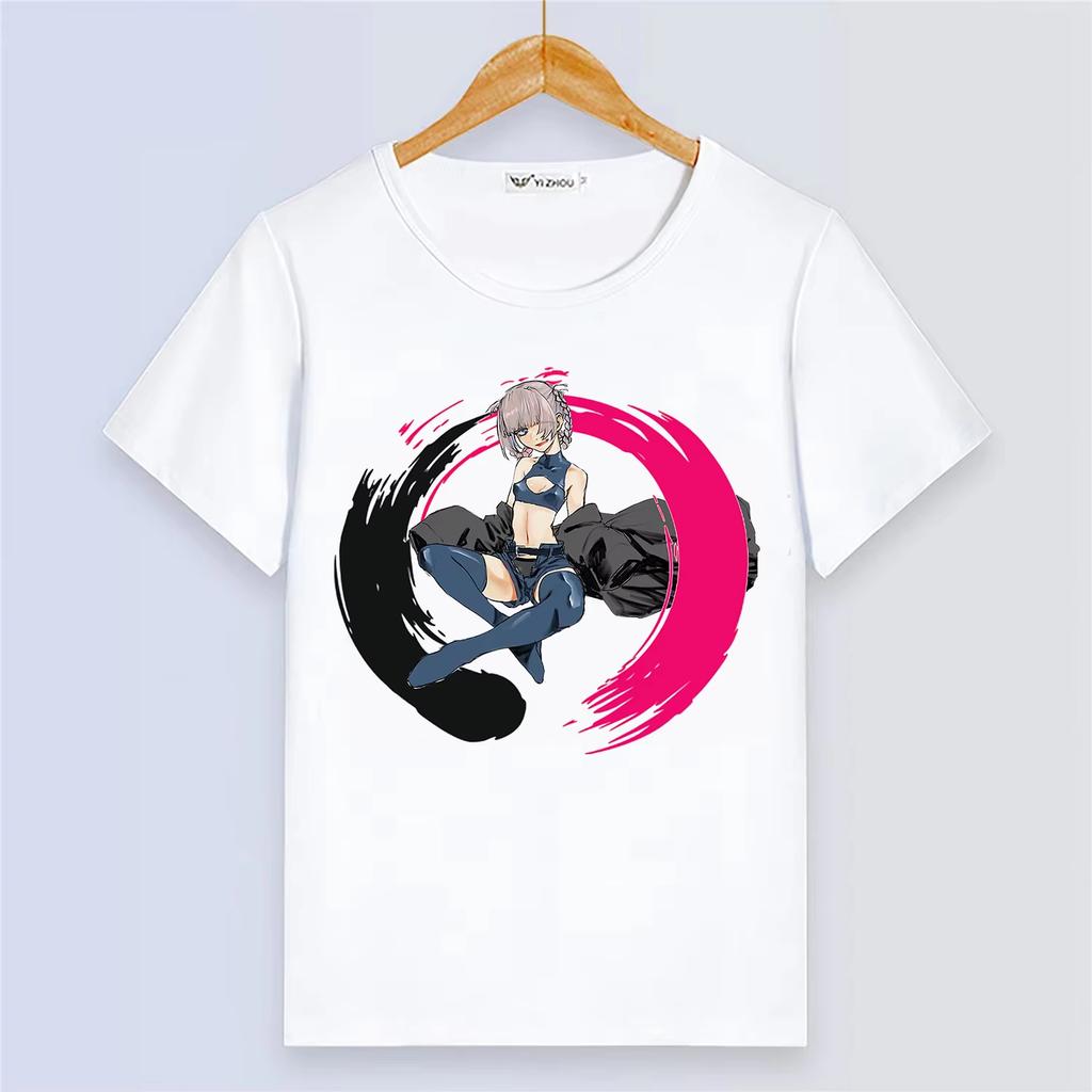 Anime Yofukashi no Uta Summer Short Sleeve Cartoon Print White Breathable Top Women And Men T-Shirt