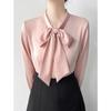 High-Grade Satin Bow Ribbon Shirt - Spring 2025 Women's Slim Professional Top