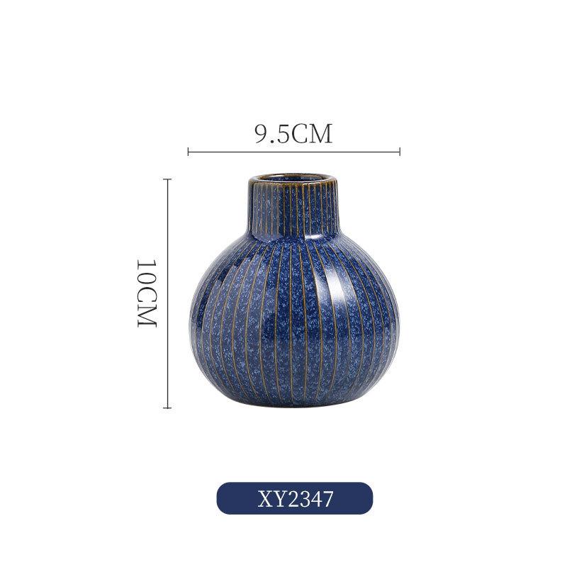 Nordic Mini Blue Ceramic Small Vase Creative Home Dining Table Living Room Bedroom hydroponics Flower Decoration Accessories 1Pc