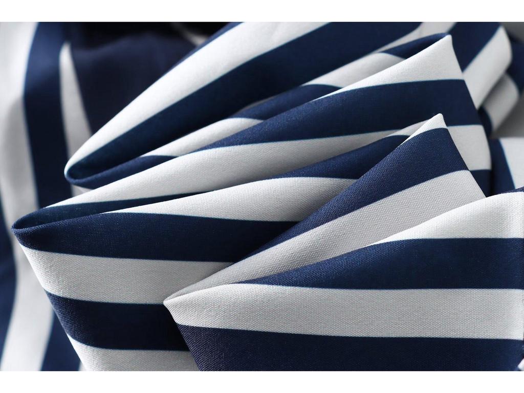 2024 Summer Women's Casual Striped Midi Belt Shirt Dress