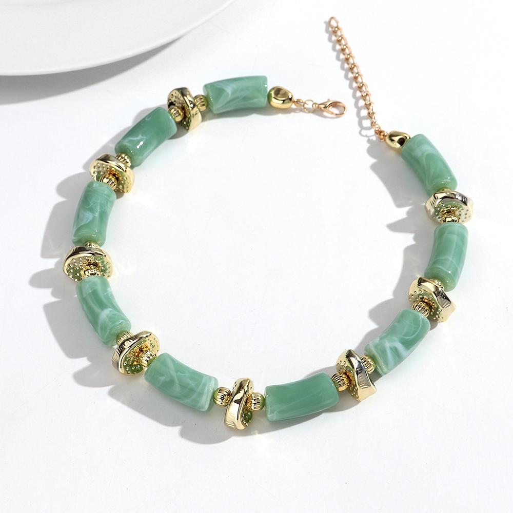 New Colorful Chunky Bamboo Tube Beaded Acrylic Choker for Women Man Statement Elbow Stack Necklace French Trendy Jewelry Gift