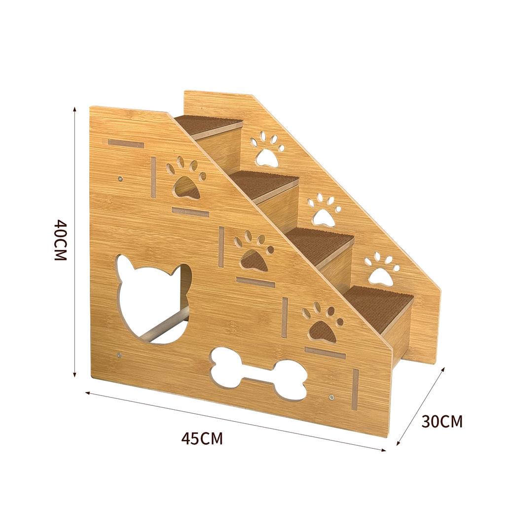 4 Layer Wooden Pet Climbing Ladder Dog Up And Down Bed Stairs Stepped Pet Slope Climbing Ladder Lightweight For Small Dogs Cats