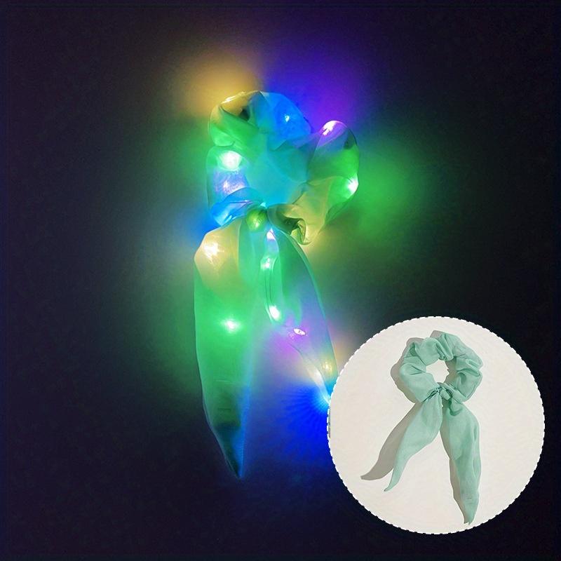 1/5 Pièces Chouchous Lumineux LED Chouchous pour Filles Chouchou Néon Coloré Élastique pour Cheveux 3 Modes d'Éclairage Brille dans le Noir 1pcs vert