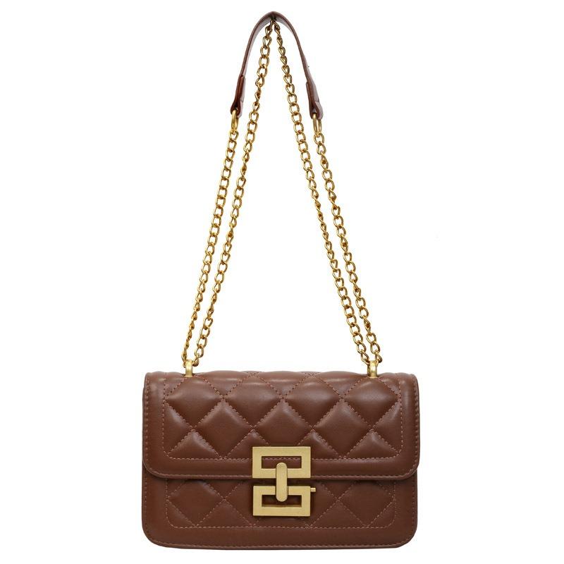 Rhombus Embroidery Thread Underarm Bag New Popular Chain Messenger Bag Women's Bag Autumn and Winter Retro Shoulder Small Square Bag