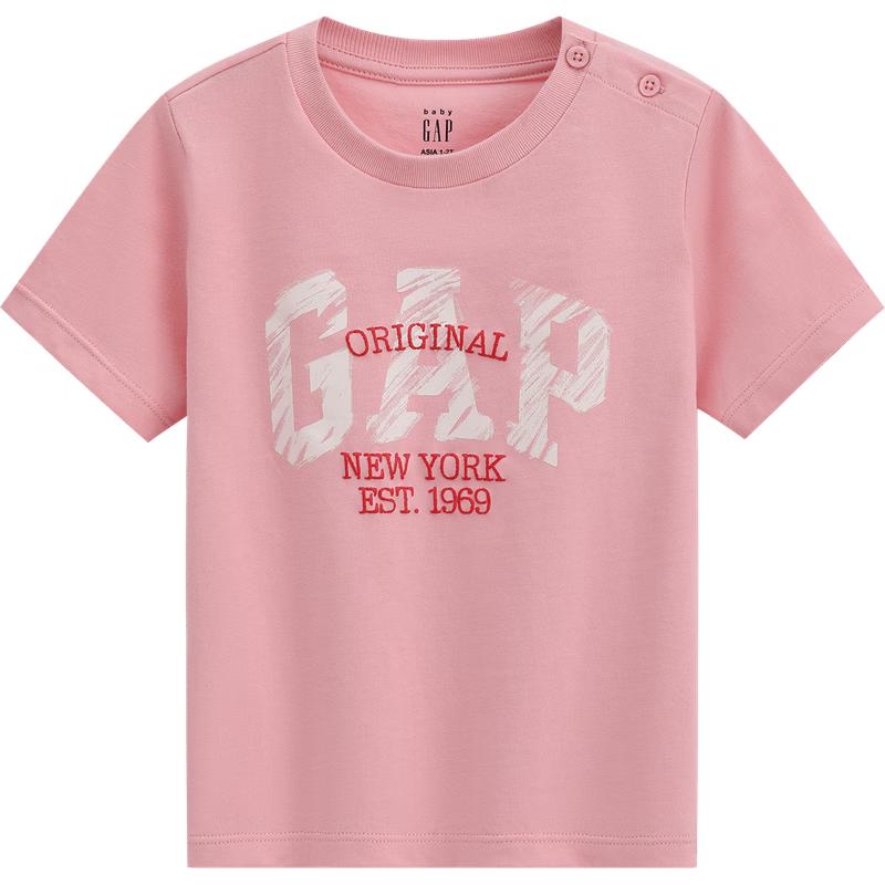 GAP Toddler Girls  2026 Spring Cotton Logo Print Short-Sleeve T-shirt 90 cm (1-2Y)