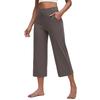 Women Elastic High Waist Casual Fit Wide Capris Leg Pants Yoga Leggings Soft Gym With Pockets