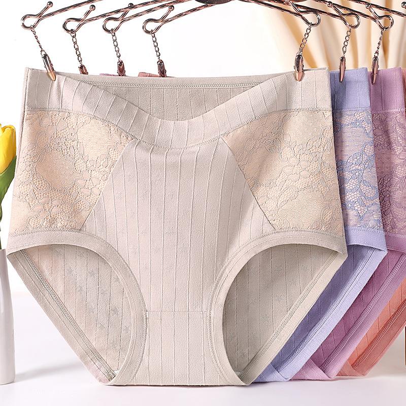 Talla Grande Dama Año de Nacimiento de la Madre Encaje Rojo Grande Cintura Alta Calzones Tipo Triángulo