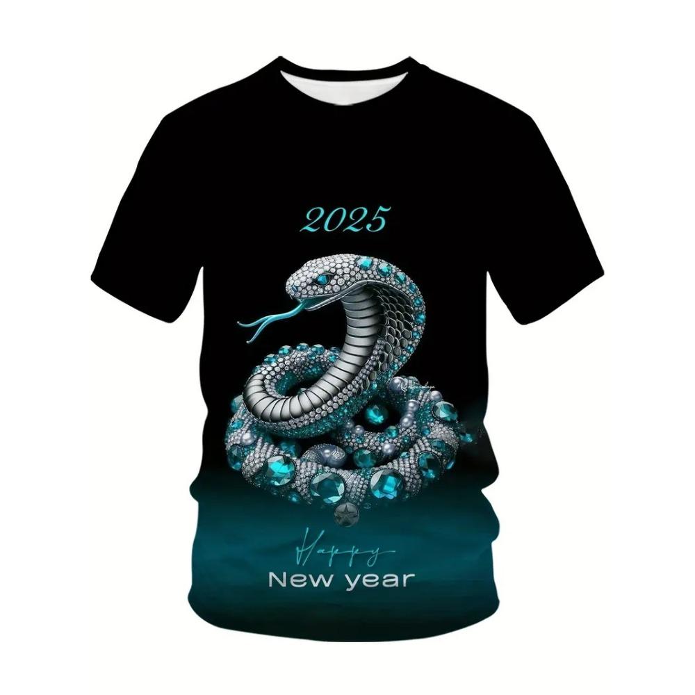Chinese Year Of The Snake T-shirt Men Women Lunar New Year Trendy Tee Shirts 3D Printed Pattern Unisex Harajuku Tops