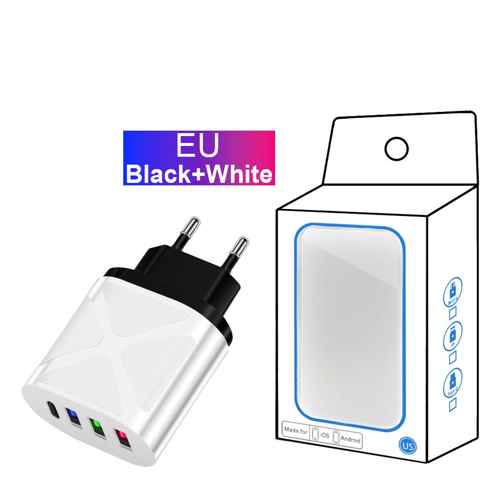 Multi-Port 5V 2.4A Reise-Ladegerät mit 3 USB- & Typ-C-Anschlüssen für EU-, US-, UK-Standards