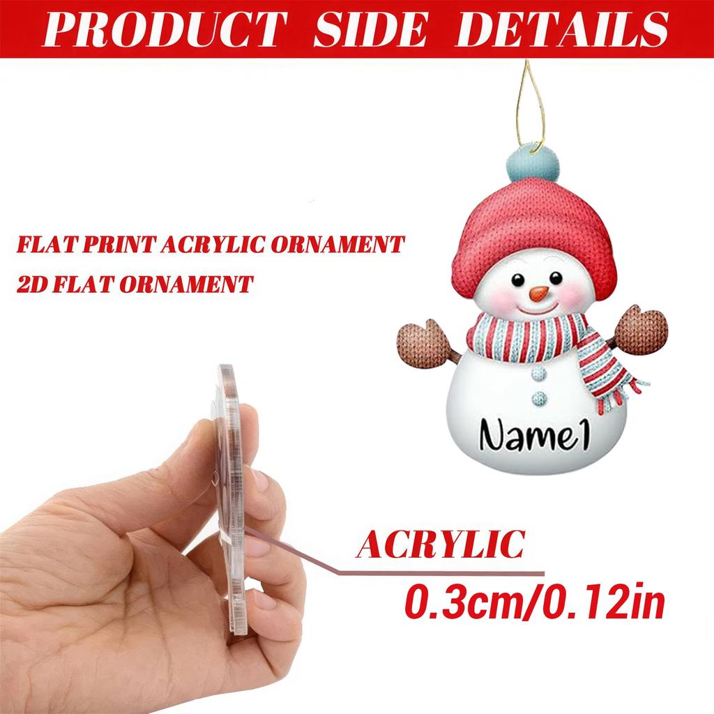 Set Of 7 Acrylic Snowman Christmas Tree Ornaments Personalized Home Holiday Decorations