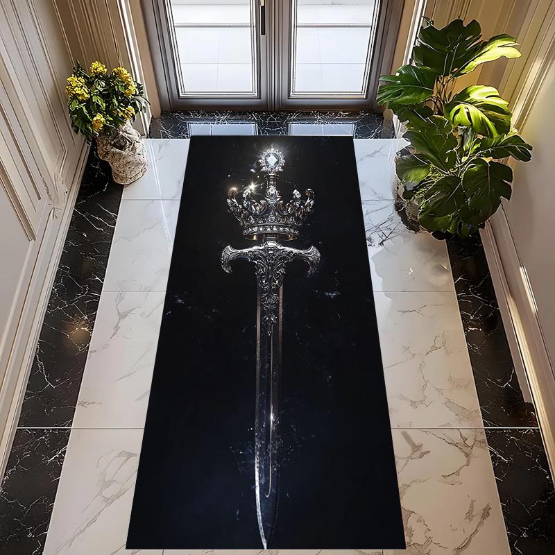 

Royal Sword Pattern Runner Rug Collection Non Slip Wear Resistant Soft Washable Hallway Entryway Floor Mat 40X120CM