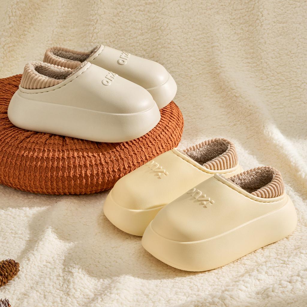Winter Women Cotton Slippers Plush Warm Thick Bottom Slides Breathable Soft Non-slip Slippers
