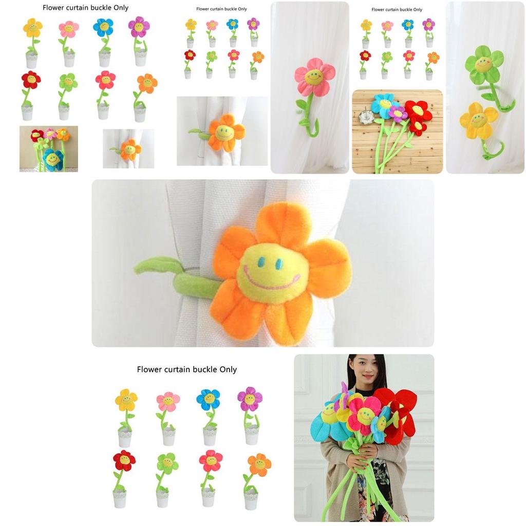 Sunflower Rose Window Treatment Tieback Short Plush 8 Vivid Colors 3 Height Options