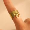 French Retro Stainless Steel Heart-Shaped Hollow Pendant Ring for Women Fashion Metal Five Pointed Star Chic Finger Ring Jewelry