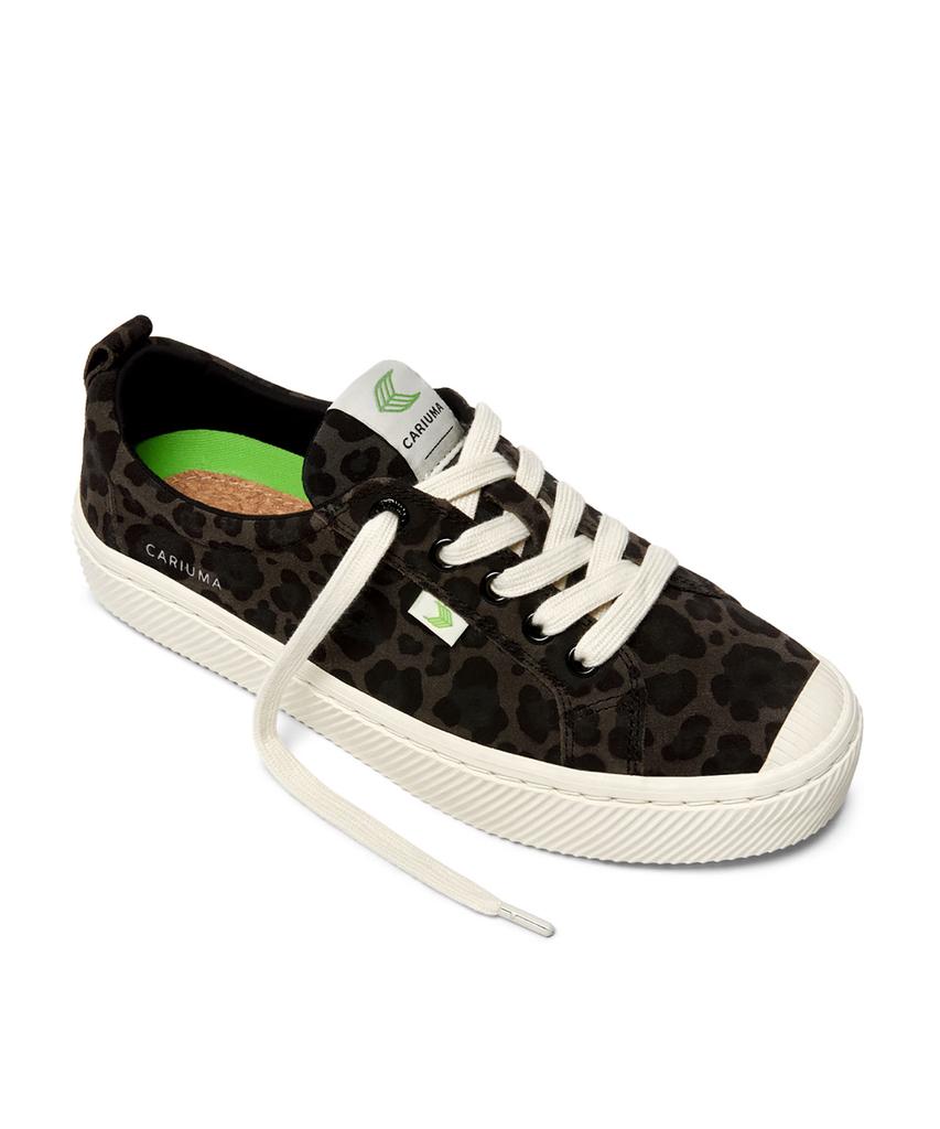 Cariuma Oka Low Black Jaguar Print Suede