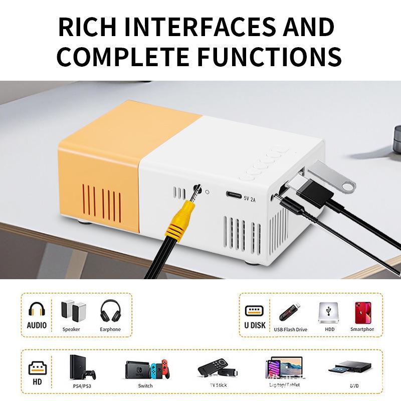 YG300 Mini HD LED Projector for Mobile Screen Mirroring