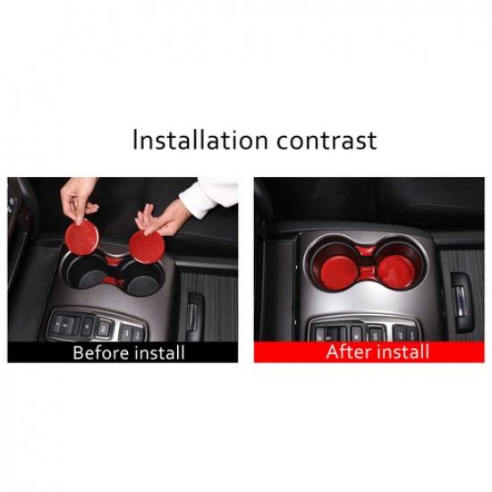 Autocollant Pad Porte-Gobelet Console Centrale Fibre de Carbone Rouge Pour Honda Pilot 16-22