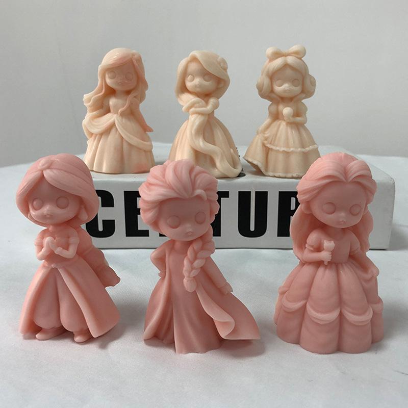DIY Girl Doll Silicone mold 3D Princess Statue Resin Crafts Plaster mold Cute doll candle soap chocolate ice cube baking tools