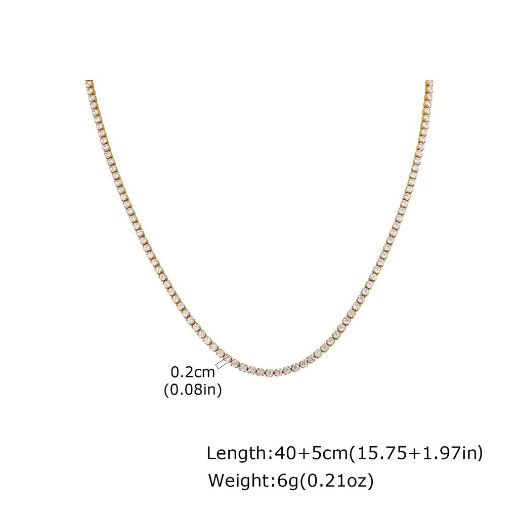 French Niche Shiny Zircon Tennis Chain Bracelet, High-End Light Luxury Necklace, Stainless Steel Jewelry Women'S Br-1241