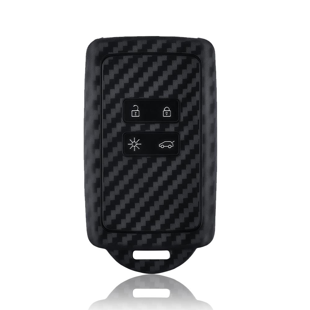 Silicone Carbon Car Key Case Cover For Renault Koleos Kadjar Captur Megane Talisman Espace Clio Zoe Scenic Arkana Dacia Sandero