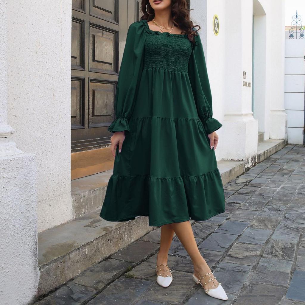 Kvinnors Casual Lös Kort Sling Typ ärm V-ringad Swing Dress Sundress