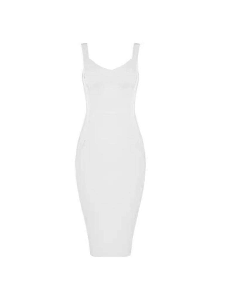 Gold Spaghetti Strap Bodycon Dress, High Waist Evening Wear