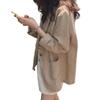Women Casual Cotton Linen Blazer Jacket Long Sleeve OL Work Coat Suit for Spring Summer One Button Casual Office Wear