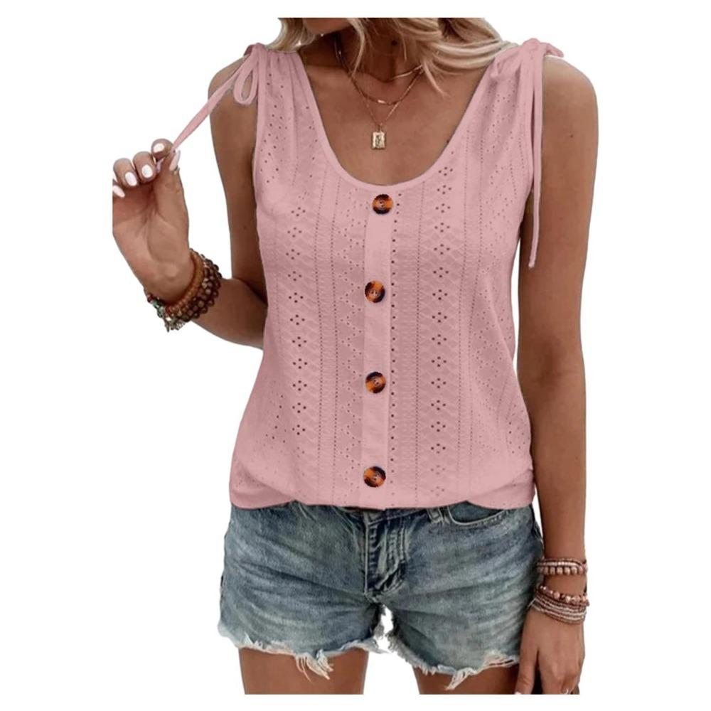 

GMXIA женские модные повседневные летние однотонные блузки и рубашки без рукавов с круглым вырезом и принтом XXL розовый