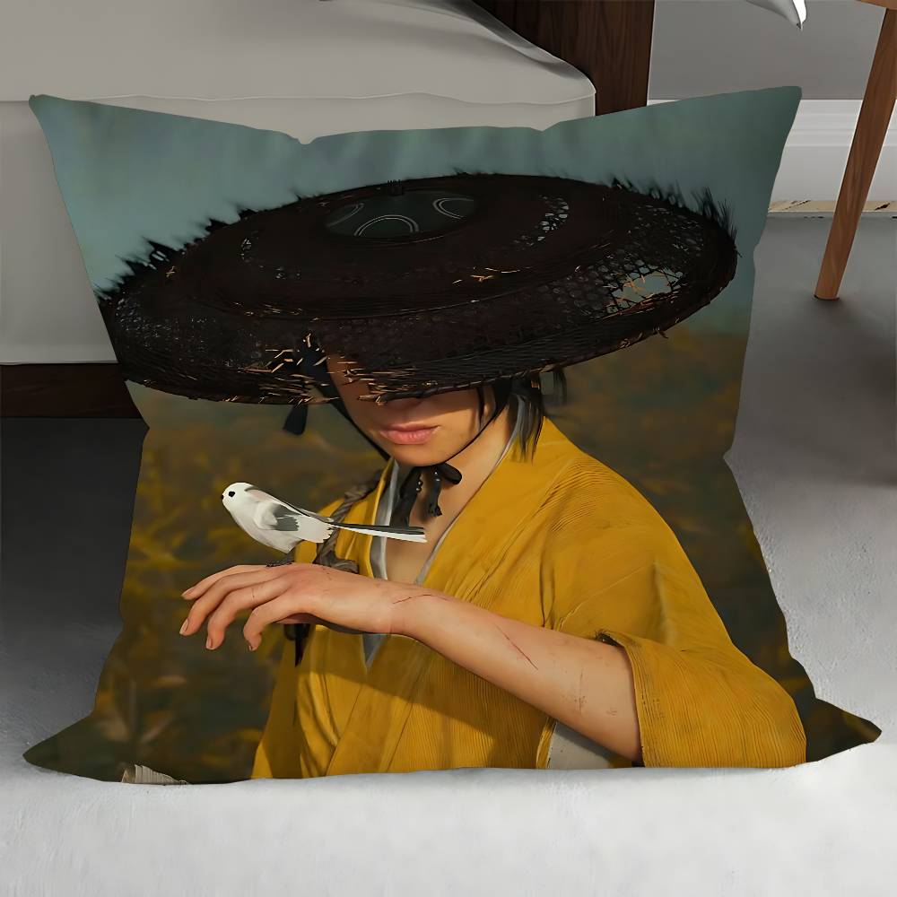 Ghost Of Y-Yotei Stitch Lucky Dragon Pillow Cover Sofa Cushion Cover Home Room Decoration Children Gift