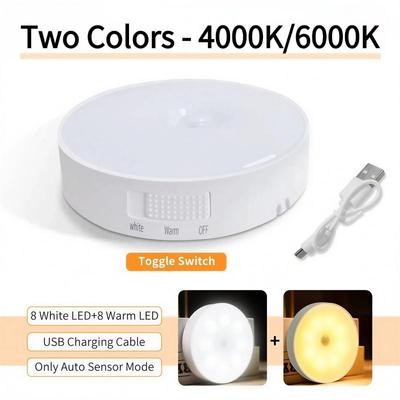 2 Color Temps Motion Sensor Puck Light with Remote,Wireless Dimmable Under Cabinet Lights, Rechargeable Magnetic Closet Light,Stick On Night Light