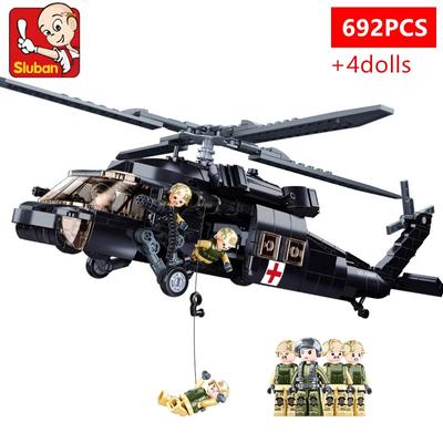 692PCS Militaire UH-60L Hélicoptère de Secours Médical Briques de Construction Modèle Hélicoptère Black Hawk Briques Avec Mini Poupées Jouet Cadeaux Enfants