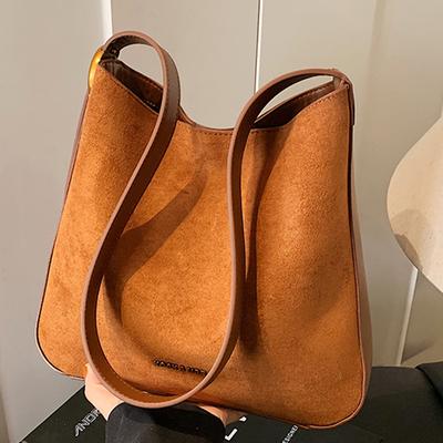 High-value Suede Large-capacity Commuter Tote Bag Women's Bag Winter New Lazy Wind Casual Messenger Bag