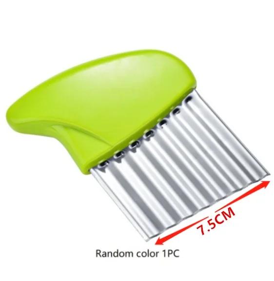 

Stainless Steel Potato Chip Slicer Dough Vegetable Fruit Crinkle Wavy Slicer Knife Potato Cutter Chopper French Fry Maker