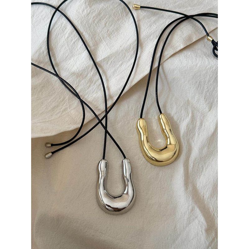 and American Style ~ Niche Design U-Shaped Horseshoe Necklace for Women, Long Simple Sweater Chain, Light Luxury, High-End Feel, Exaggerated Accessory