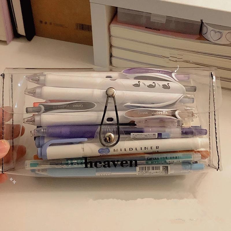 Transparent Pencil Case Makeup Cosmetics Storage Bag Pencil Bag Cute Stationery Holder School Office Supplies