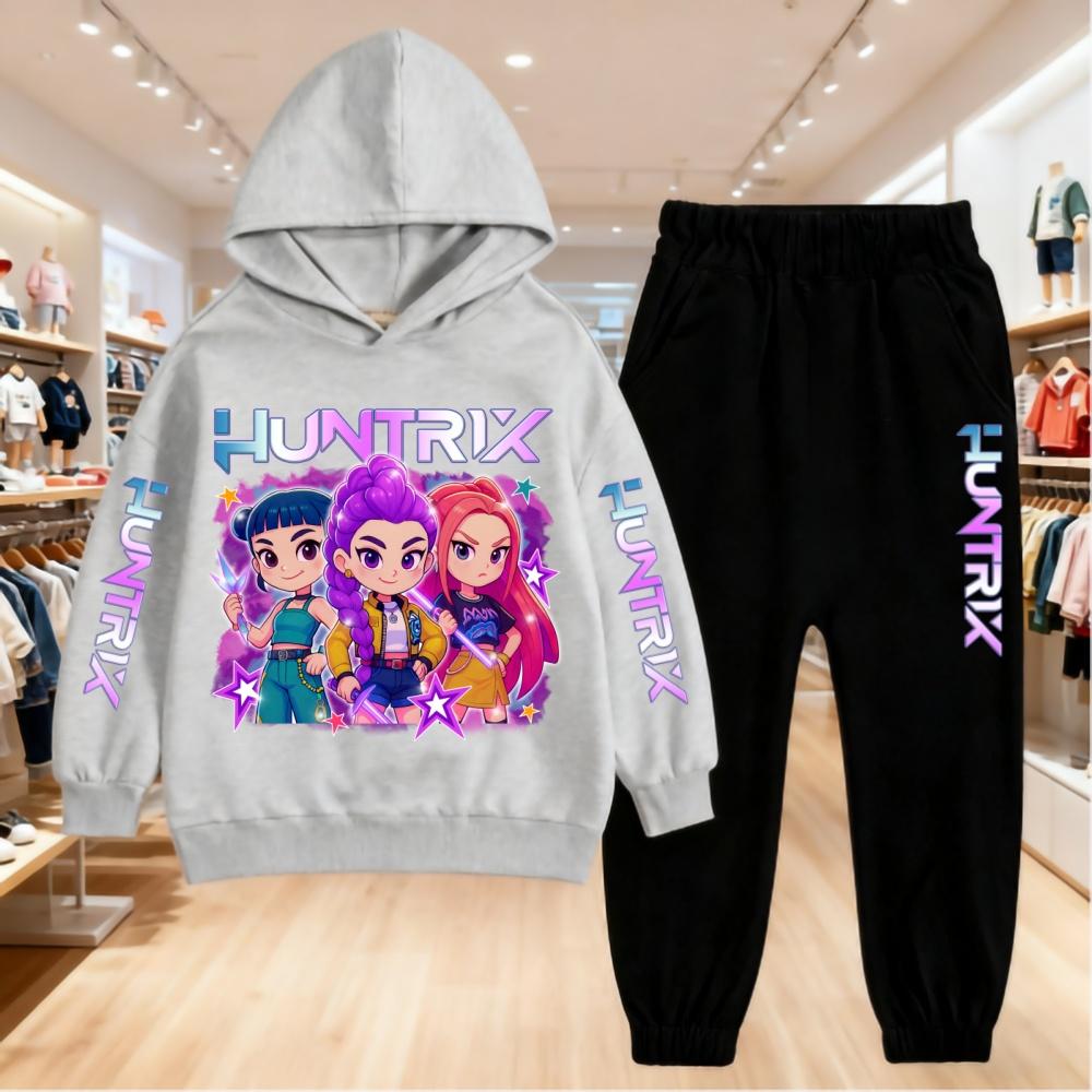 KPop Demon Hunters Kids Hoodie Set Boys Teen Girls Hoody Sweatshirts With Pants Tracksuit Children's Autumn Clothing 2pcs