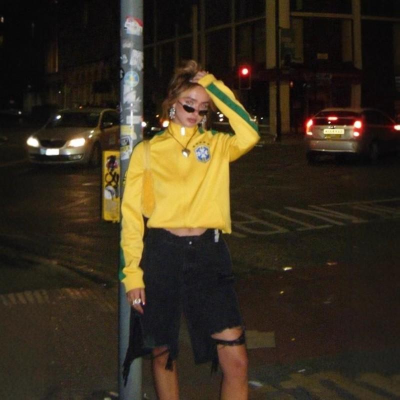 Womens Hooded Zip-Up Sweatshirt With Geometric Print Embroidery Y2K Streetwear Style
