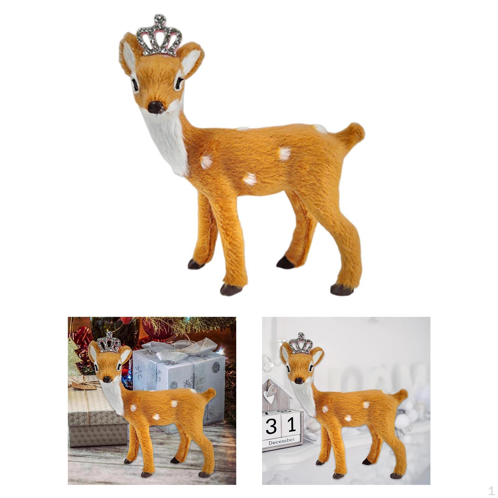 

Christmas Deer Figurine Art Crafts Holiday Ornaments Sculpture Miniature Toys